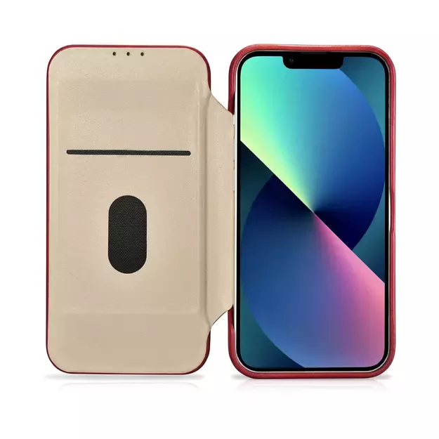 iCarer CE Oil Wax Premium Leather Folio Case iPhone 14 Plus Magnetic Flip Leather Folio Case MagSafe Red (AKI14220707-RD) 36