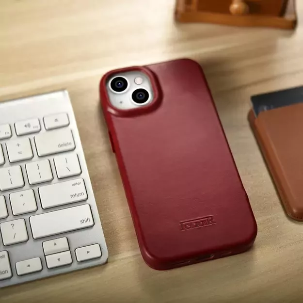 iCarer CE Oil Wax Premium Leather Folio Case iPhone 14 Plus Magnetic Flip Leather Folio Case MagSafe Red (AKI14220707-RD) 45