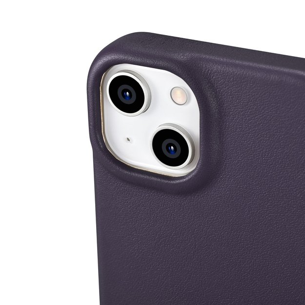 iCarer CE Premium Leather Folio Case iPhone 14 Plus Magnetic Flip Leather Folio Case MagSafe Dark Purple (WMI14220715-DP) 39