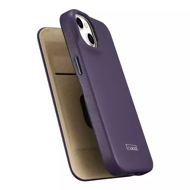 iCarer CE Premium Leather Folio Case iPhone 14 Plus Magnetic Flip Leather Folio Case MagSafe Dark Purple (WMI14220715-DP) 9