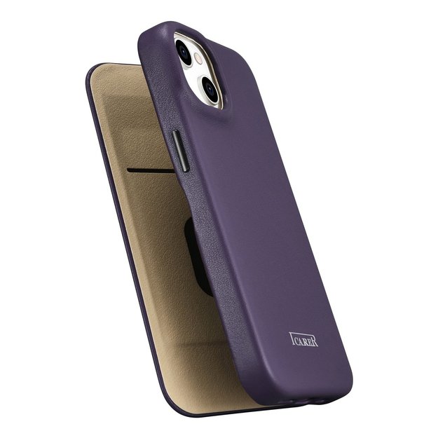 iCarer CE Premium Leather Folio Case iPhone 14 Plus Magnetic Flip Leather Folio Case MagSafe Dark Purple (WMI14220715-DP) 37