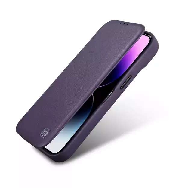 iCarer CE Premium Leather Folio Case iPhone 14 Plus Magnetic Flip Leather Folio Case MagSafe Dark Purple (WMI14220715-DP) 8
