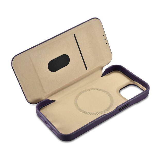 iCarer CE Premium Leather Folio Case iPhone 14 Plus Magnetic Flip Leather Folio Case MagSafe Dark Purple (WMI14220715-DP) 41