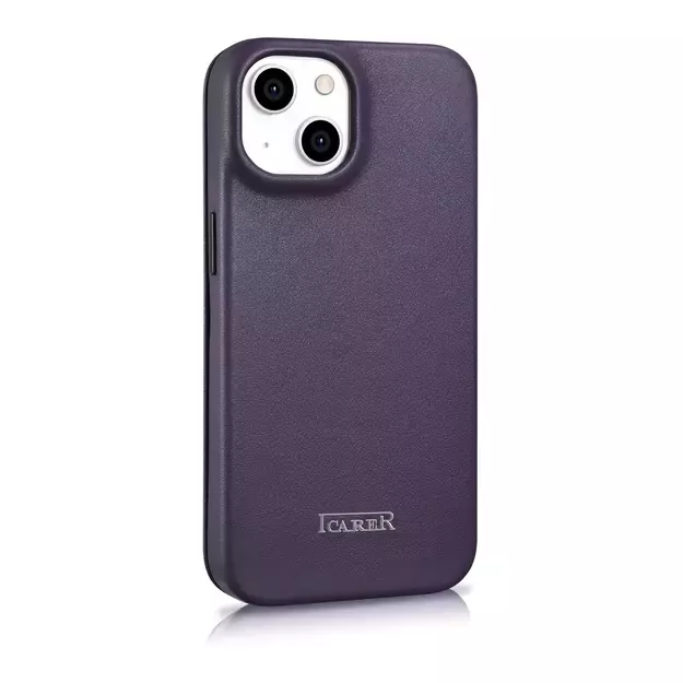 iCarer CE Premium Leather Folio Case iPhone 14 Plus Magnetic Flip Leather Folio Case MagSafe Dark Purple (WMI14220715-DP) 3