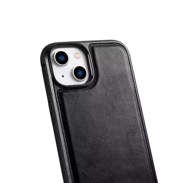 iCarer Leather Oil Wax case covered with natural leather for iPhone 14 Plus black (WMI14220719-BK) 14