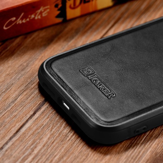 iCarer Leather Oil Wax case covered with natural leather for iPhone 14 Plus black (WMI14220719-BK) 28