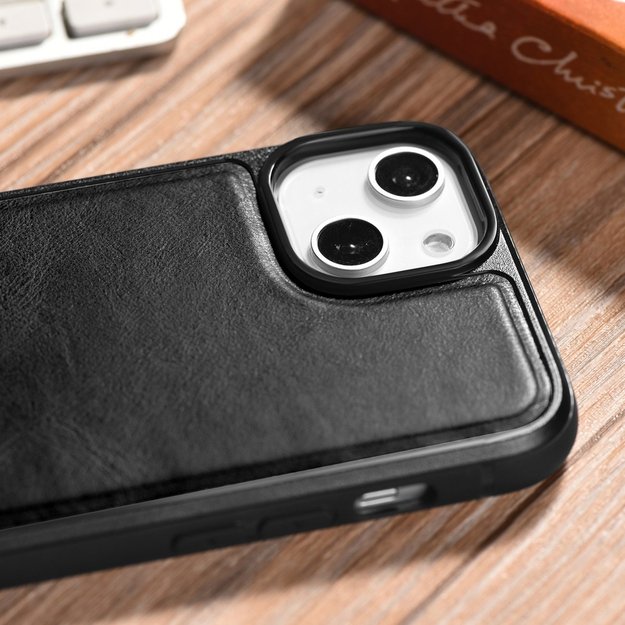 iCarer Leather Oil Wax case covered with natural leather for iPhone 14 Plus black (WMI14220719-BK) 29
