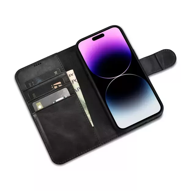 iCarer Oil Wax Wallet Case 2in1 Cover iPhone 14 Pro Leather Flip Cover Anti-RFID black (WMI14220722-BK) 20