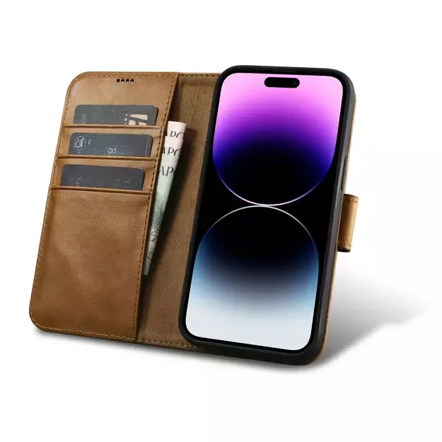 iCarer Oil Wax Wallet Case 2in1 Cover iPhone 14 Pro Max Leather Flip Cover Anti-RFID brown (WMI14220724-TN) 13