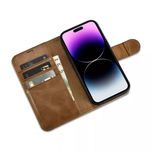 iCarer Oil Wax Wallet Case 2in1 Cover iPhone 14 Pro Max Leather Flip Cover Anti-RFID brown (WMI14220724-TN) 20