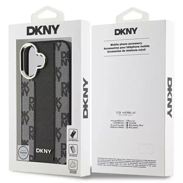 DKNY Checkered Pattern Magsafe iPhone 16 Case - Black 7