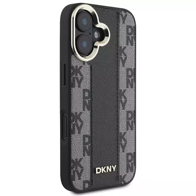 DKNY Checkered Pattern Magsafe iPhone 16 Case - Black 3
