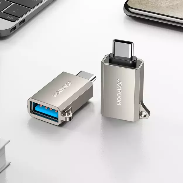 Joyroom S-H151 USB-C (male) / USB-A (female) Adapter with Lanyard Eyelet - Silver 6