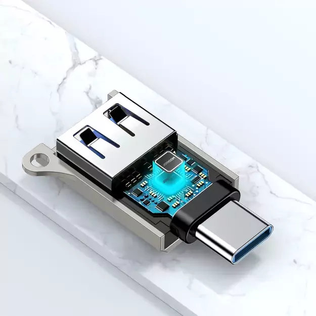 Joyroom S-H151 USB-C (male) / USB-A (female) Adapter with Lanyard Eyelet - Silver 2