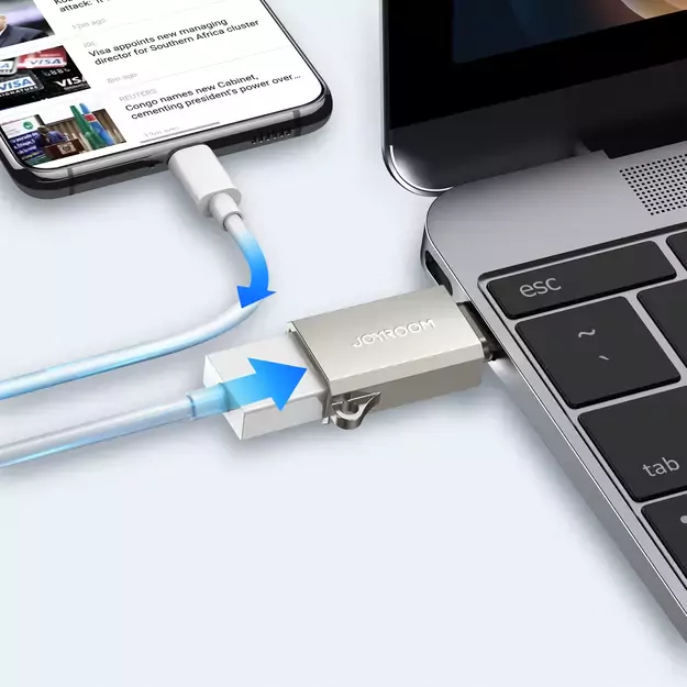 Joyroom S-H151 USB-C (male) / USB-A (female) Adapter with Lanyard Eyelet - Silver 3