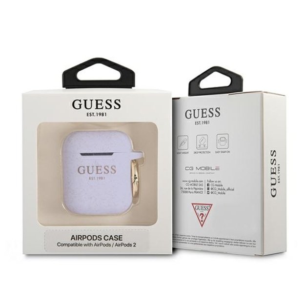 Guess GUA2SGGEU AirPods cover purple/purple Silicone Glitter 4