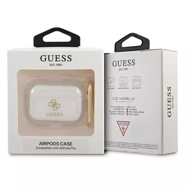 Guess GUAPUCG4GT AirPods Pro cover Transparent Glitter Collection 2