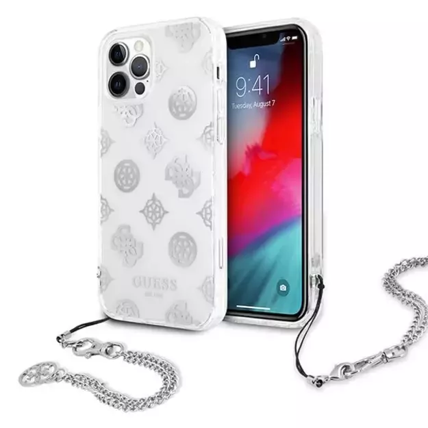Guess GUHCP12LKSPESI iPhone 12 Pro Max 6.7&quot  silver/silver hardcase Peony Chain Collection