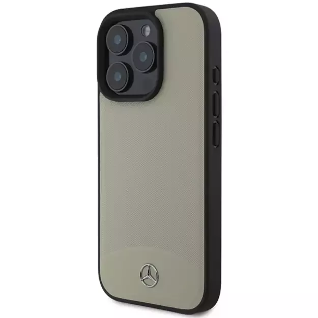 Mercedes MB Textured and Plain Leather MagSafe case for iPhone 16 Pro Max - beige 1