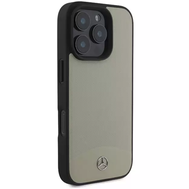 Mercedes MB Textured and Plain Leather MagSafe case for iPhone 16 Pro Max - beige 3