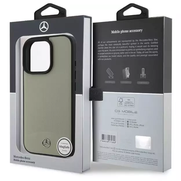 Mercedes MB Textured and Plain Leather MagSafe case for iPhone 16 Pro Max - beige 7