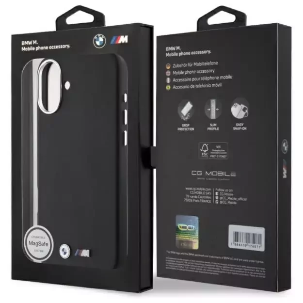 BMW M Smooth Full Wrapped Metal MagSafe Case for iPhone 16 Plus - Black 14