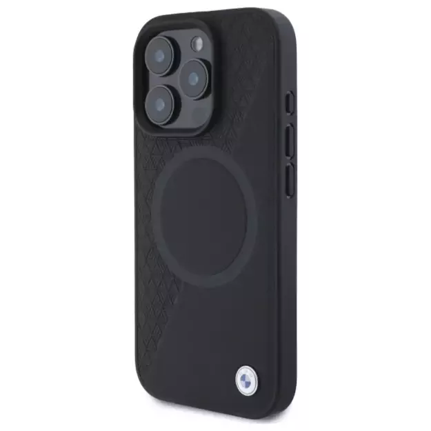 BMW Sign Leather Half Textured And Circle MagSafe case for iPhone 16 Pro Max - black 8