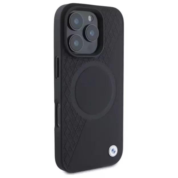 BMW Sign Leather Half Textured And Circle MagSafe case for iPhone 16 Pro Max - black 10