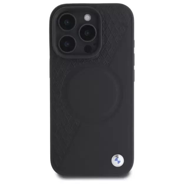 BMW Sign Leather Half Textured And Circle MagSafe case for iPhone 16 Pro Max - black 9