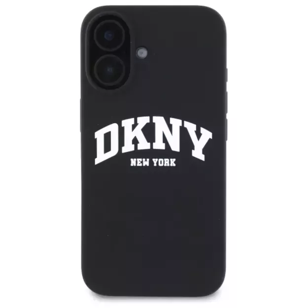 DKNY Silicone White Printed Logo MagSafe iPhone 16 Case - Black 2
