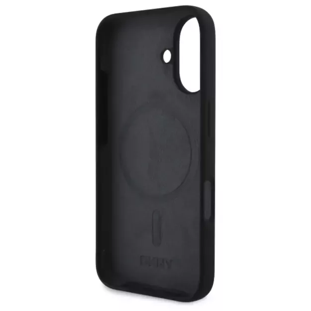 DKNY Silicone White Printed Logo MagSafe iPhone 16 Case - Black 6