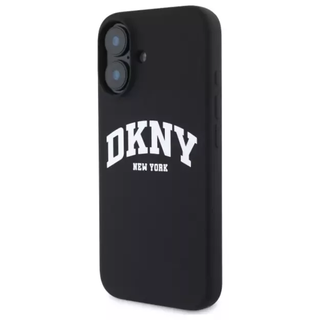 DKNY Silicone White Printed Logo MagSafe iPhone 16 Case - Black 1