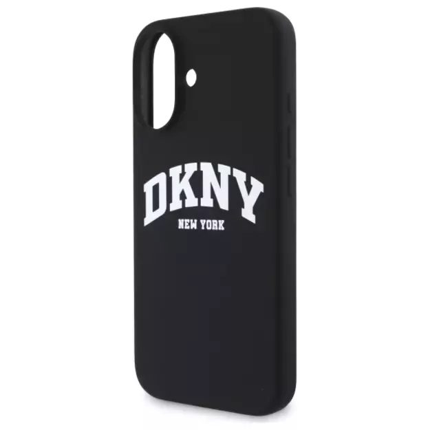 DKNY Silicone White Printed Logo MagSafe iPhone 16 Case - Black 5