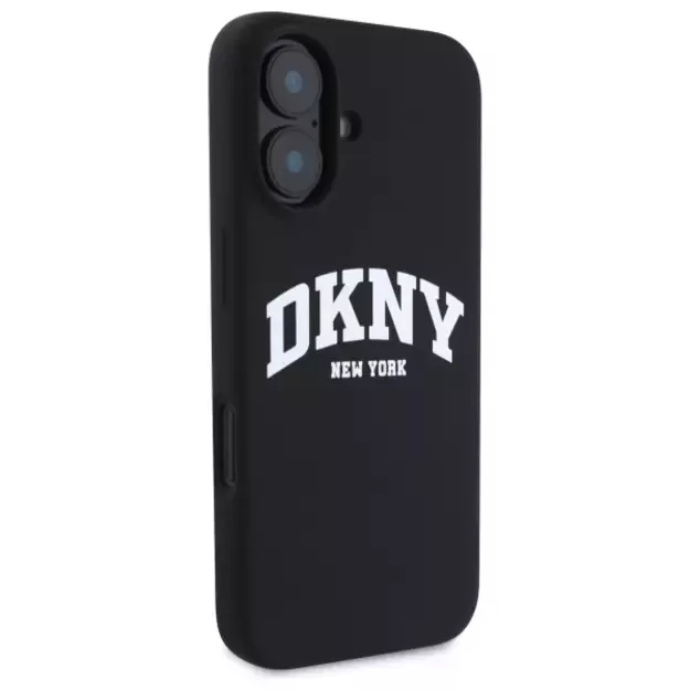DKNY Silicone White Printed Logo MagSafe iPhone 16 Case - Black 3