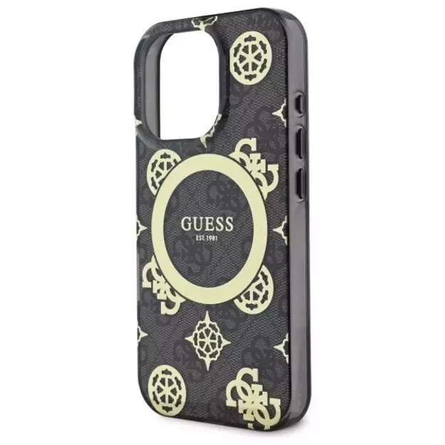 Guess IML Peony On 4G Background MagSafe Case for iPhone 16 Pro Max - Black 10