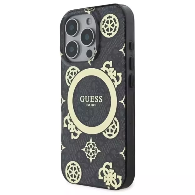Guess IML Peony On 4G Background MagSafe Case for iPhone 16 Pro Max - Black 7
