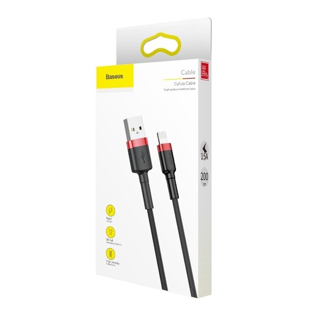 Baseus Cafule USB-A / Lightning 1.5A QC 3.0 cable 2 m - black and red 8