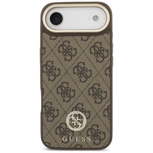 Guess 4G Strass Logo &amp  Big Strap Metal Buttons MagSafe Case for iPhone Air - Brown 2