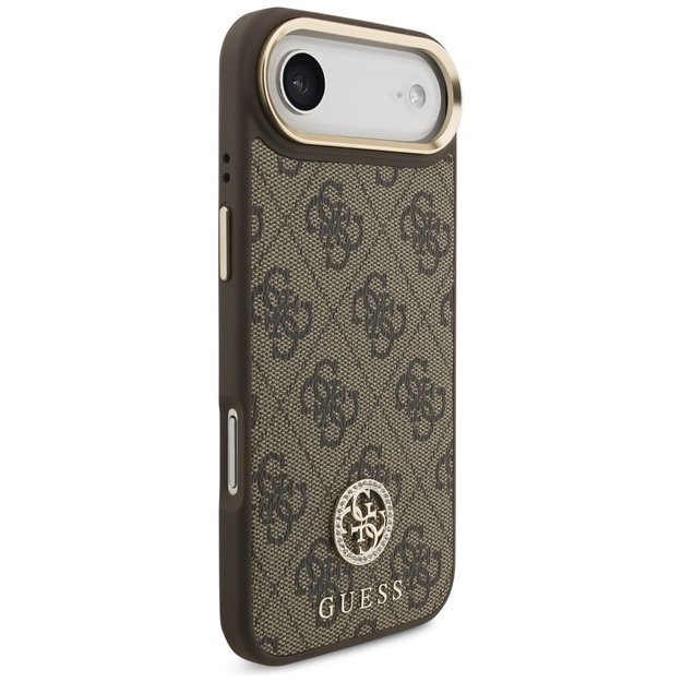 Guess 4G Strass Logo &amp  Big Strap Metal Buttons MagSafe Case for iPhone Air - Brown 3