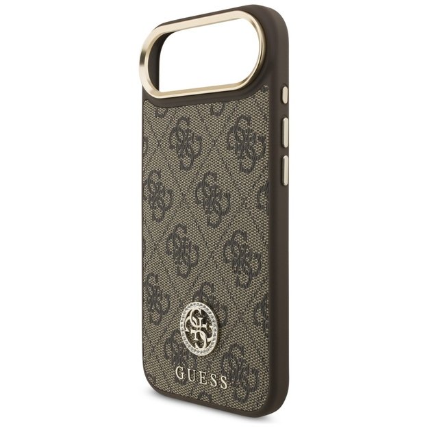 Guess 4G Strass Logo &amp  Big Strap Metal Buttons MagSafe Case for iPhone Air - Brown 5