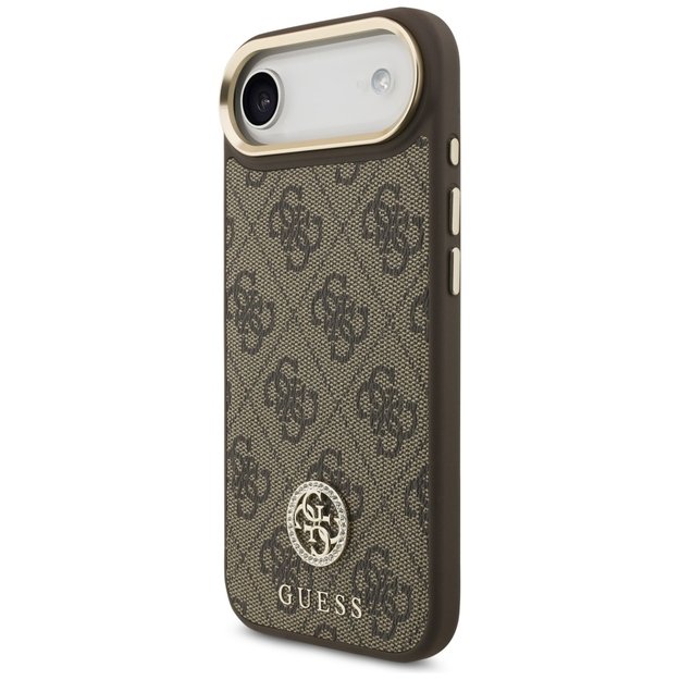Guess 4G Strass Logo &amp  Big Strap Metal Buttons MagSafe Case for iPhone Air - Brown 1