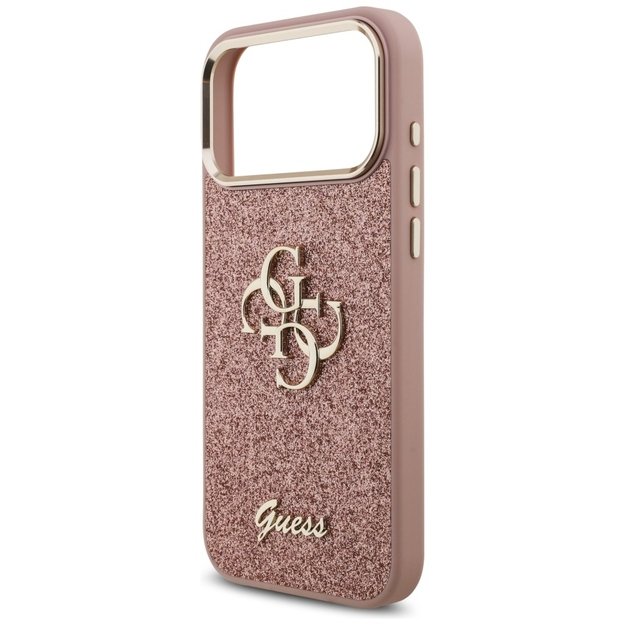 Guess Fixed Glitter Big 4G Metal Frame Case for iPhone 17 Pro Max - Pink 5