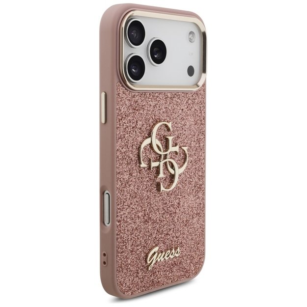 Guess Fixed Glitter Big 4G Metal Frame Case for iPhone 17 Pro Max - Pink 3