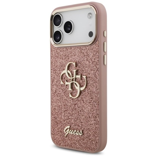 Guess Fixed Glitter Big 4G Metal Frame Case for iPhone 17 Pro Max - Pink 1