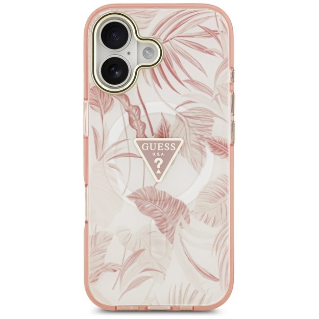Guess Jungle Tonal Triangle MagSafe iPhone 17 Case - Pink 2