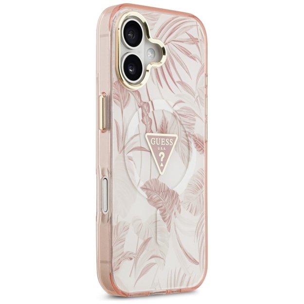 Guess Jungle Tonal Triangle MagSafe iPhone 17 Case - Pink 3