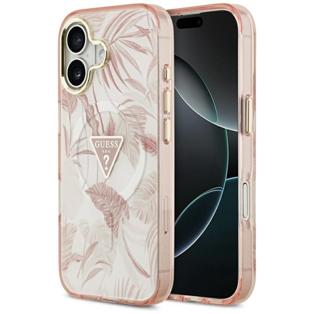 Guess Jungle Tonal Triangle MagSafe iPhone 17 Case - Pink