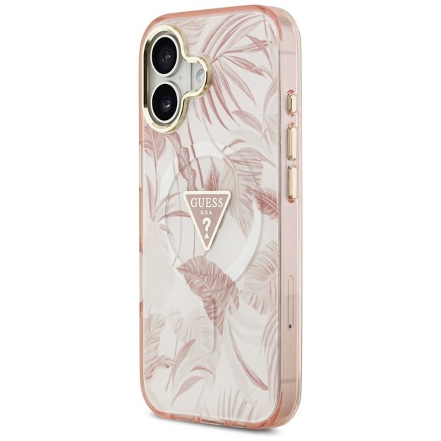 Guess Jungle Tonal Triangle MagSafe iPhone 17 Case - Pink 1