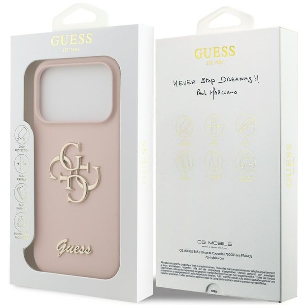 Guess Silicone Big 4G Script Case for iPhone 17 Pro - Pink 7