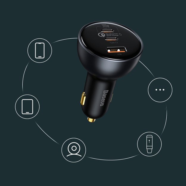 Baseus TZCCZM-0G USB-A / USB-C car charger 160W PPS / QC 5 / PD - gray 15
